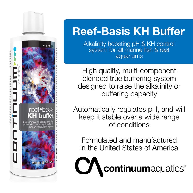 Continuum Aquatics Reef-Basis KH Buffer, professional alkalinity boosting pH & KH control system for all marine fish & reef aquaria, 500ml